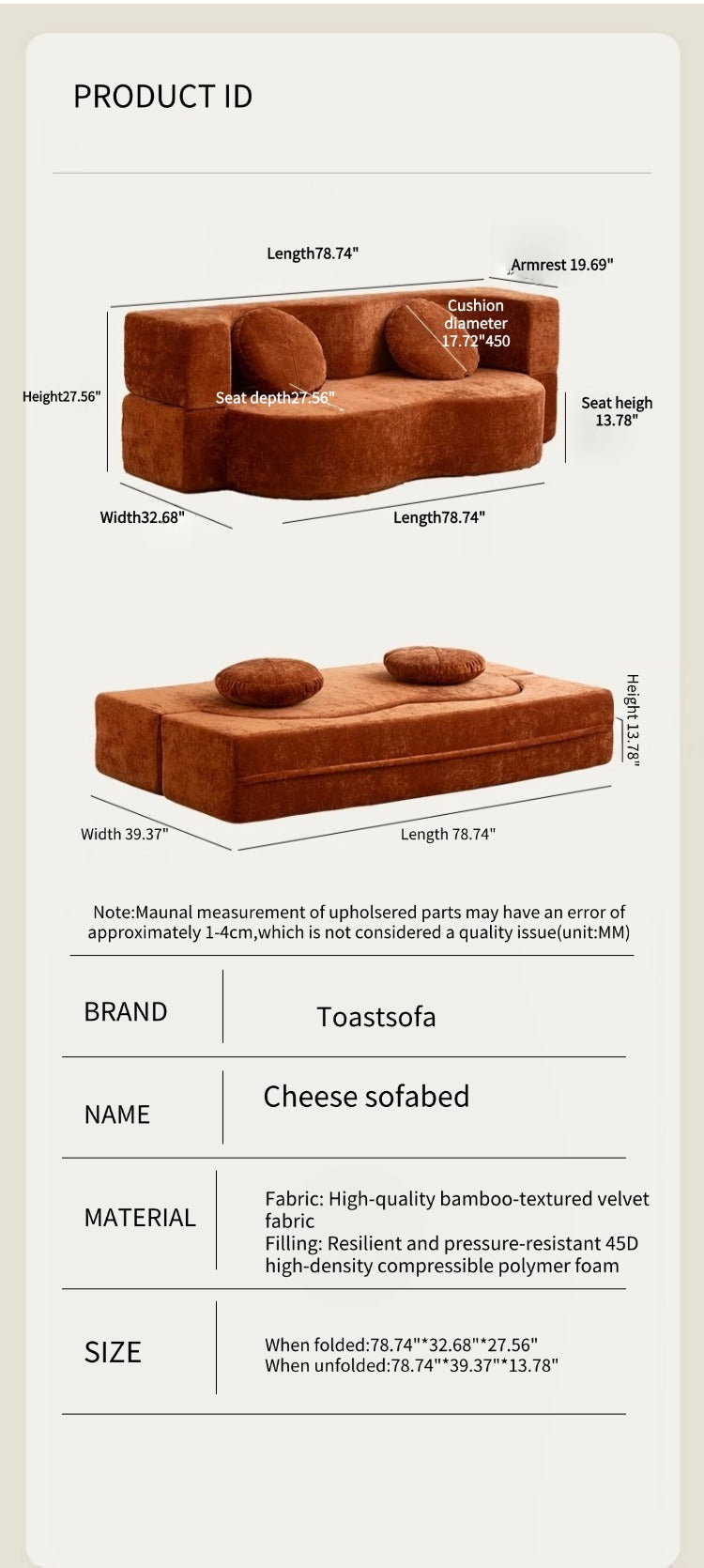 Cheese Sofa Bed - Effortless Elegance and Versatile Comfort