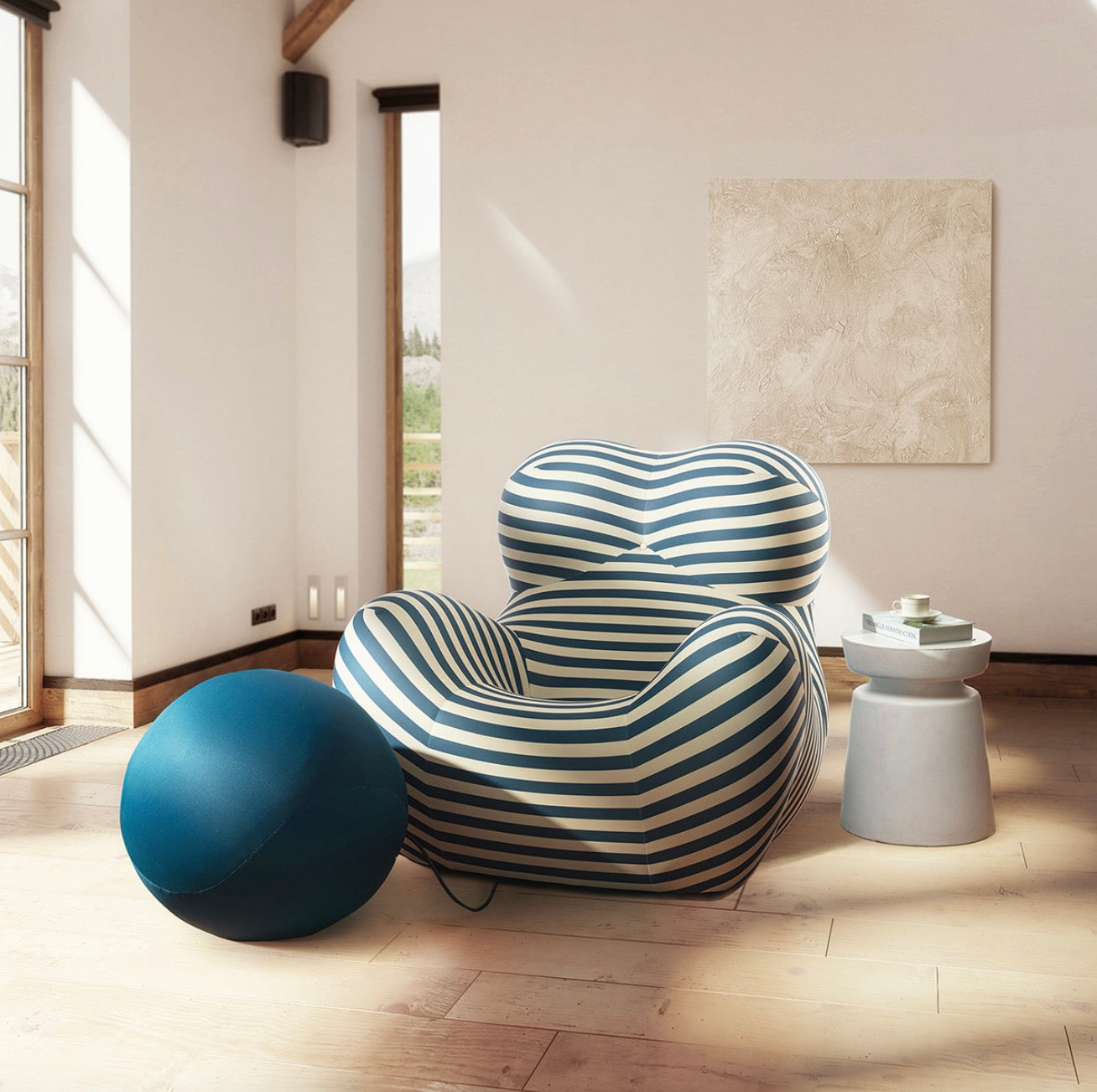 Artisan Stripe Cuddle Chair with Ottoman